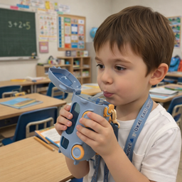 زمزمية بشاليموه شكل باص مجسم مع حزام كروس للمدرسة والنادي -500 مللي