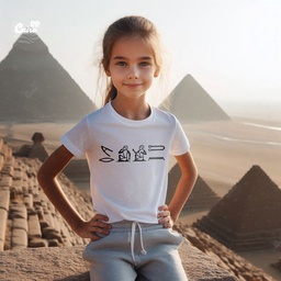 I Love You in Hieroglyphic تيشيرت اطفال قطن باللون الابيض