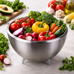 [HH00018913] بولة استانليس ستيل عميقة للسلطة ب 3 أرجل مقاس 25 سم