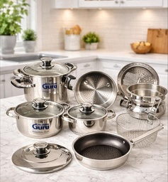 [HH00018916] طقم حلل استانليس ستيل للطهي 22 قطعة