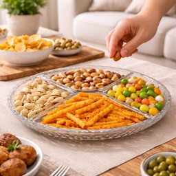 [HH00018981] طقم تسالي مكون من قطعتين من الزجاج الشفاف لتقديم المكسرات والكاندي