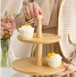 [HH00019092] شيالة كحك لتقديم الكحك والبيتيفور طبقتين من الخشب