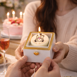 [HH00019313] صندوق سحري دوار على شكل كعكة عيد ميلاد لتقديم الخاتم أو السلسلة كهدية مفاجئة