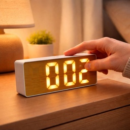 [HH00019549] ساعة منبه ديجيتال لعرض الوقت ودرجة الحرارة بيو اس بي