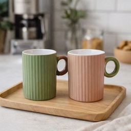 [HH00019656] مج بورسلين بيد دائرية وتصميم مضلع أنيق لتناول المشروبات الساخنة واللاتيه300 ملي