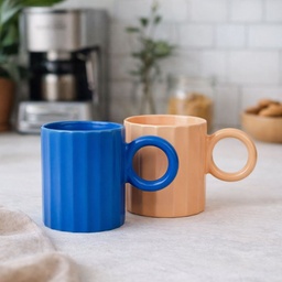 [HH00019657] مج بورسلين بتصميم مضلع ويد دائرية لتناول النسكافيه 300 ملي