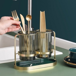 [HH00003898] حامل ومصفاة انيق للمعالق والشوك والسكاكين بصينية قابلة للفك