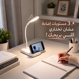 [HH00036021] اباجورة مكتب تاتش مع ذراع مرن قابل للطي بـ3 مستويات إضاءة