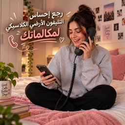 [HH00036096] سماعة هاتف ريترو سلكية  للمكالمات مع تحكم في مستوى الصوت