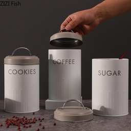 [HH00005070] طقم علب للشاي والقهوة والسكر معدن غير قابل للصدأ بغطاء بيد لسهولة الفتح 3 قطع