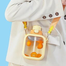 [HH00006273] Kids Square Shape Flask with Straw &amp; Strap for Easy Holding 700 ml