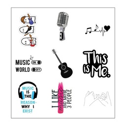 Music World Vinyl Sticker Pack Reusable &amp; Waterproof