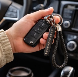 ميدالية جلد مضفر مخصصة لكتابة رقم الموبايل لمفاتيح المنزل والسيارة وشنط السفر بألوان مختلفة