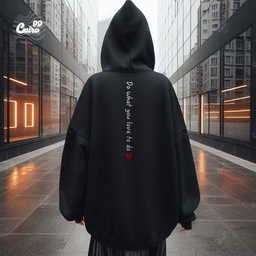 Do What You Love To Do ♥️ هودي اوفر سايز قطن باللون الأسود