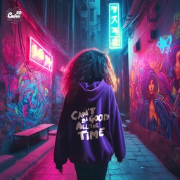 Can't Be Good All The Time هودي اوفر سايز قطن باللون الموف