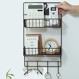 استاند معدن 2 دور لحمل وتنظيم ادوات المطبخ والحمام ب 4 هوك بلزق دبل فيس قوي