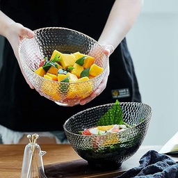 [HH00010465] طبق اكليريك متعرج بحواف جولد لحمل وتقديم السلطات والفواكه