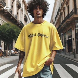 Most Popular تيشيرت اوفر سايز قطن باللون الاصفر