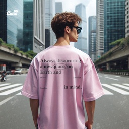 Always Discovering تيشيرت اوفر سايز قطن باللون البينك