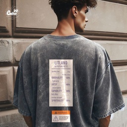 Warning  تيشيرت اوفر سايز قطن باللون الرمادي