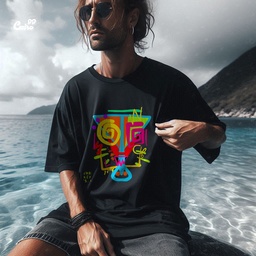 Urban Art تيشيرت اوفر سايز قطن باللون الاسود