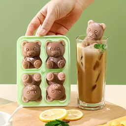 [HH00013342] قالب ثلج ثري دي شكل دبدوب من السيليكون 4 خانات