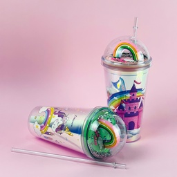 [HH00013755] مج اكليريك 400 مللي بشاليموه مناسب للمشروبات المثلجة مزين باشكال كرتونية