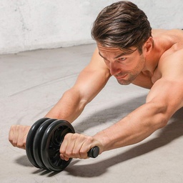 [HH00014052] اداة تمرين وشد وتنحيف عضلات البطن مزودة ب 3 عجلات مع سجادة لحماية الركبة